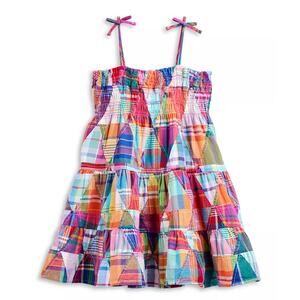 Polo Ralph Lauren Girls Multi Smocked patchwork Cotton Madras Dress Size 4